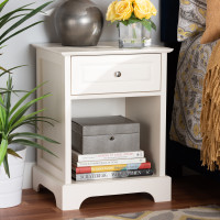 Baxton Studio SR161050-White-NS Chase Modern Transitional White Finished 1-Drawer Wood Nightstand